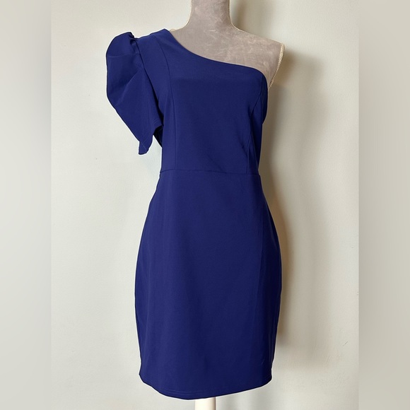 Lulus Dresses & Skirts - NWT Lulu's blue stay gorgeous one shoulder unique mini dress size XL